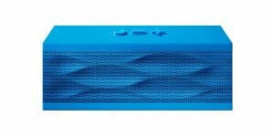 The blue JAMBOX portable speaker.