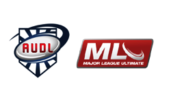 The logos of the American Ultimate Disc League and Major League Ultimate.