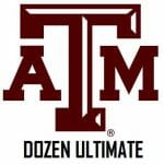 The logo of Dozen Ultimate, Texas A&M's Ultimate Frisbee team.