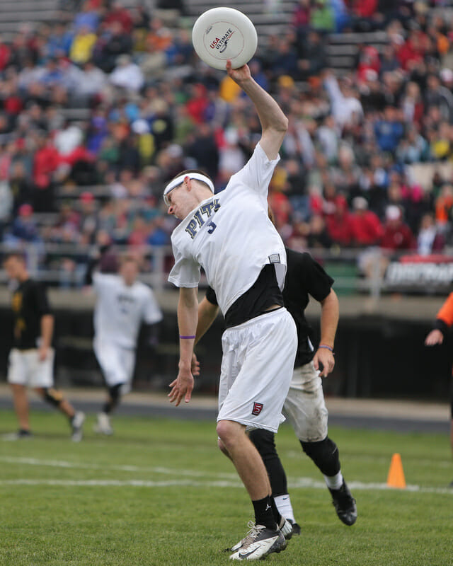 Pat Earles spikes the disc in the finals of the D-I College Championships.