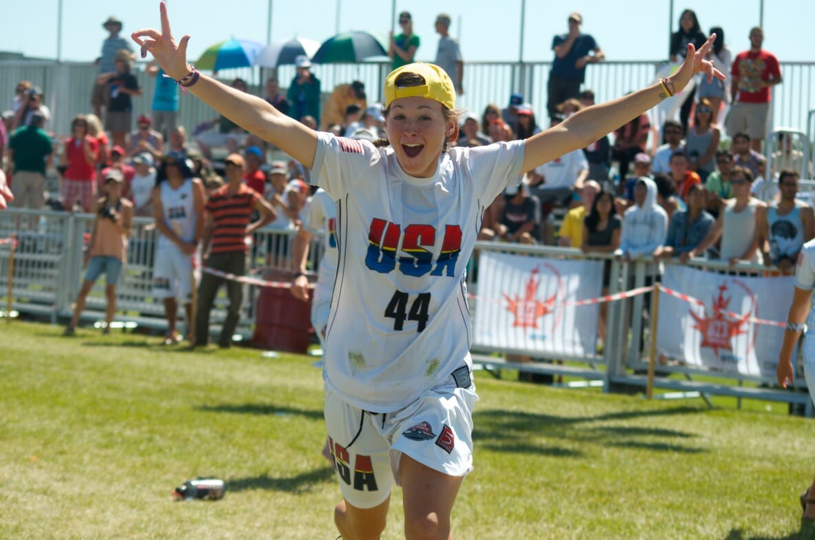 Team USA (Mixed) player Sarah Mecksworth celebrates at the U23 World Championships