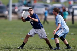 Pittburgh's Marcus Ranii-Dropcho winds up a throw at the 2013 College Championships.