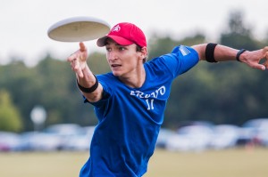 Nick Lance throws a backhand in the 2014 South Central Regional final.