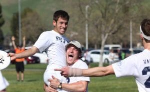 Pitt's Max Thorne and Joe Bender celebrate a victory at the 2015 Stanford Invite.