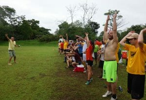 A raucous sideline during the final.