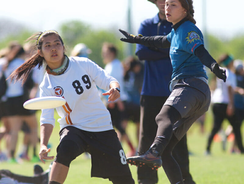 Texas Melee's Shiru Liu at Centex 2016. Photo: Conrad Stoll --  UltiPhotos.com