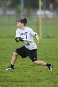 Washington's Nora Landri winds up a backhand. Photo: Brian Chu -- UltiPhotos.com