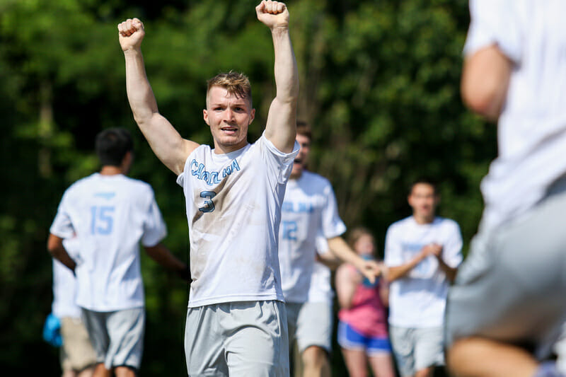 JD Hastings of North Carolina, who pulled out a dramatic double game point victory over Case Western. Photo: Paul Rutherford -- UltiPhotos.com