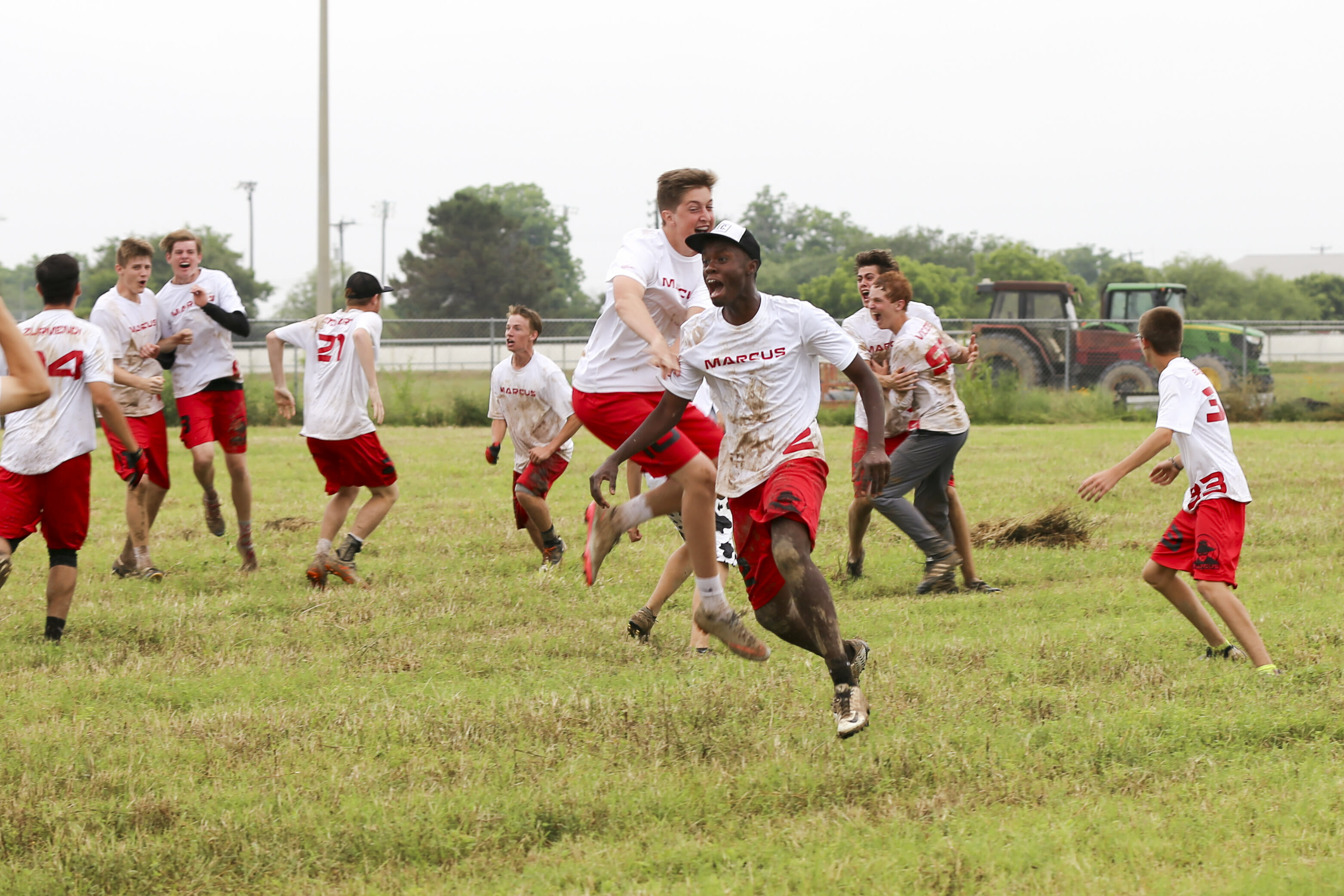 Members of the Marcus High School Boys team celebrate. Photo: Lisa McNiel