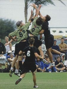 Mike skies two Condors players in the 2001 Club Nationals final