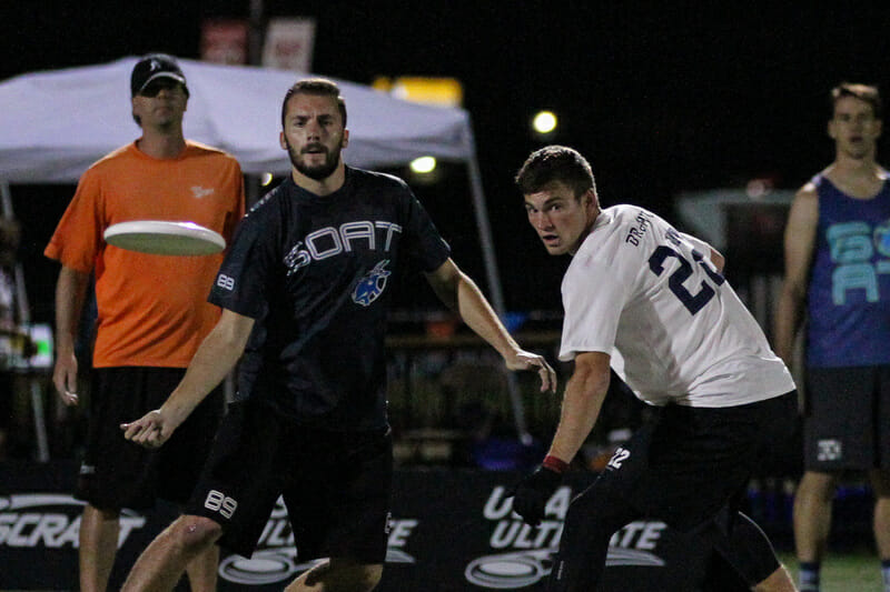 Mark Lloyd of Toronto GOAT at 2014 USAU Club Nationals. Photo: Pete Guion -- UltiPhotos.com