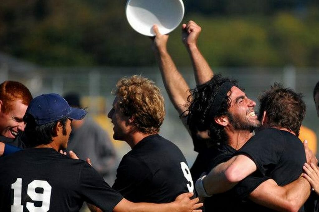 Revolver players celebrate immediately after locking in a Nationals bid in 2006, their first year as a program