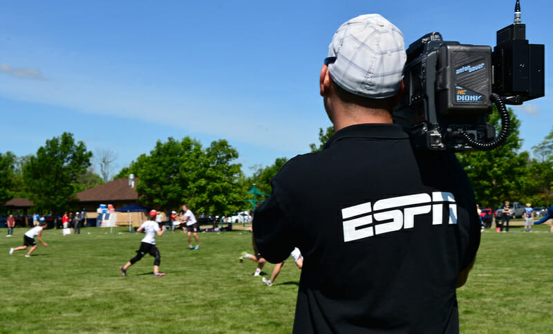 ESPN has been a presence at USAU events for the past three years. Photo: Brian Canniff -- UltiPhotos.com