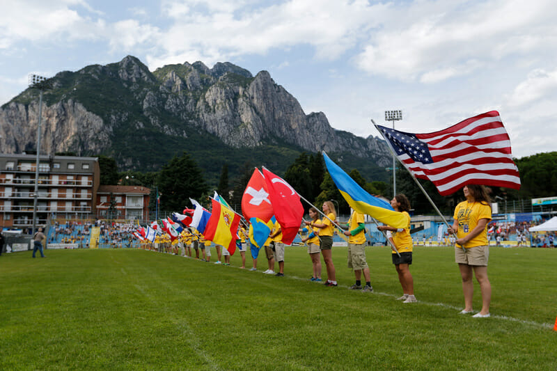 Opening ceremonies at WUCC 2014. Photo: William 'Brody' Brotman -- UltiPhotos.com