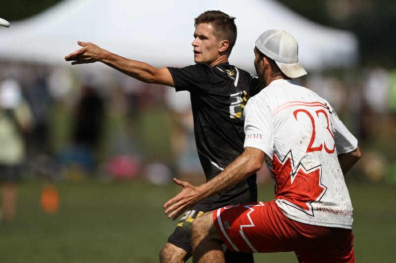 Quentin Roger of France at WUCC 2014. Photo: William 'Brody' Brotman -- UltiPhotos.com