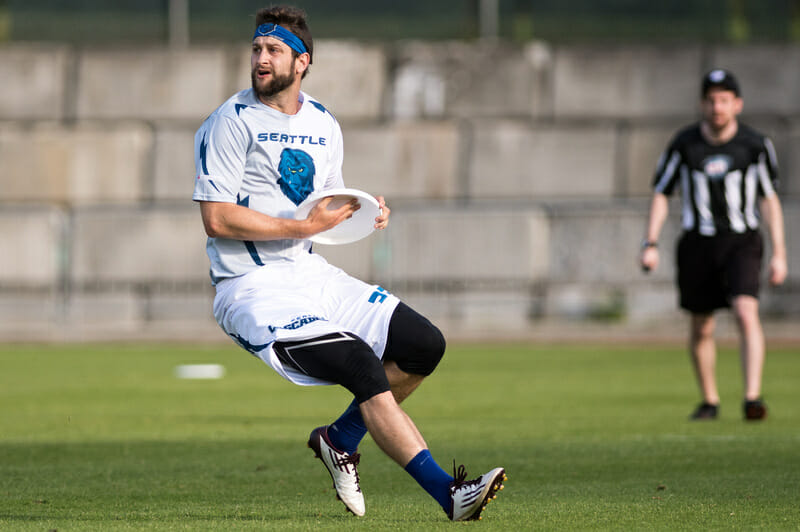 Nick Stuart was a monster receiver for the Cascades in their opening playoff weekend. Photo: Jeff Bell -- UltiPhotos.com