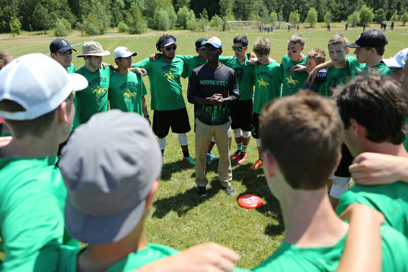 Khalif El-Salaam coaching Roosevelt High School at High School Westerns. Photo: John King -- UltiPhotos.com