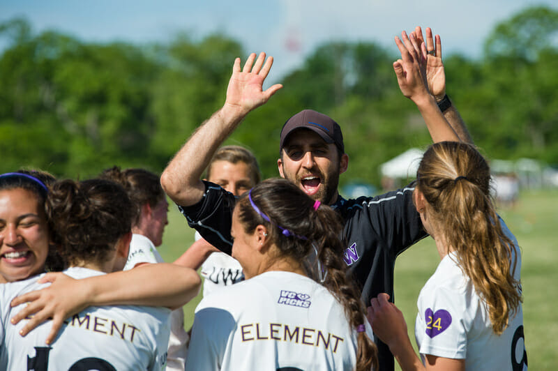 Kyle Weisbrod coaching Washington Element. Photo: Kevin Leclaire -- UltiPhotos.com