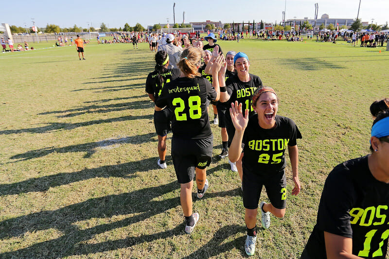 Boston Brute Squad celebrates their victory over Molly Brown in the 2015 national semifinal.