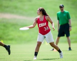 AMP's Caorlyn Normile at the 2016 Chesapeake Invite. Photo: Kevin Leclaire -- UltiPhotos.com