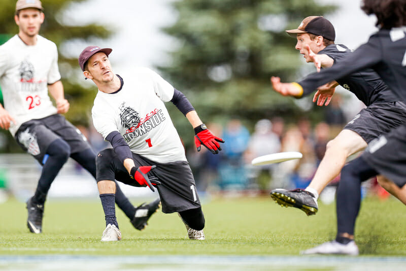 Ironside's Josh Markette in the 2016 Club Championship final. Photo: Paul Rutherford -- UltiPhotos.com