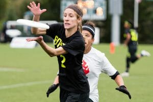 Brute Squad's Kami Groom in the 2016 Club Championships final. Photo: Jeff Bell -- UltiPhotos.com