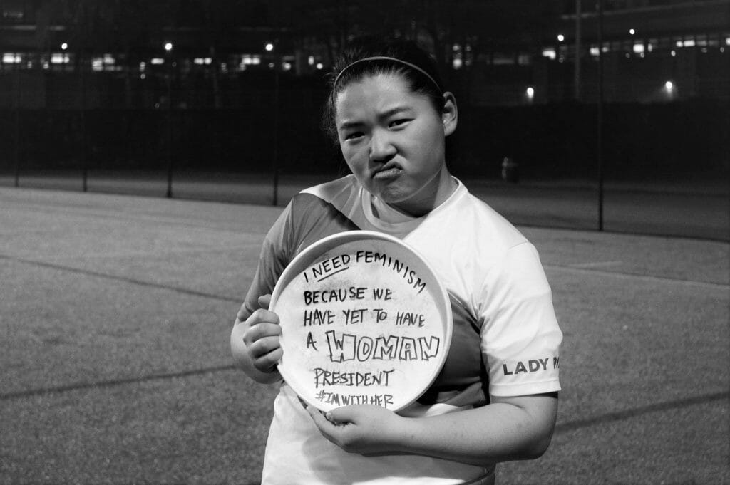 Apryl Hsu of the Boston University Lady Pilots, who suggested the "I Need Feminism Because..." photo campaign.