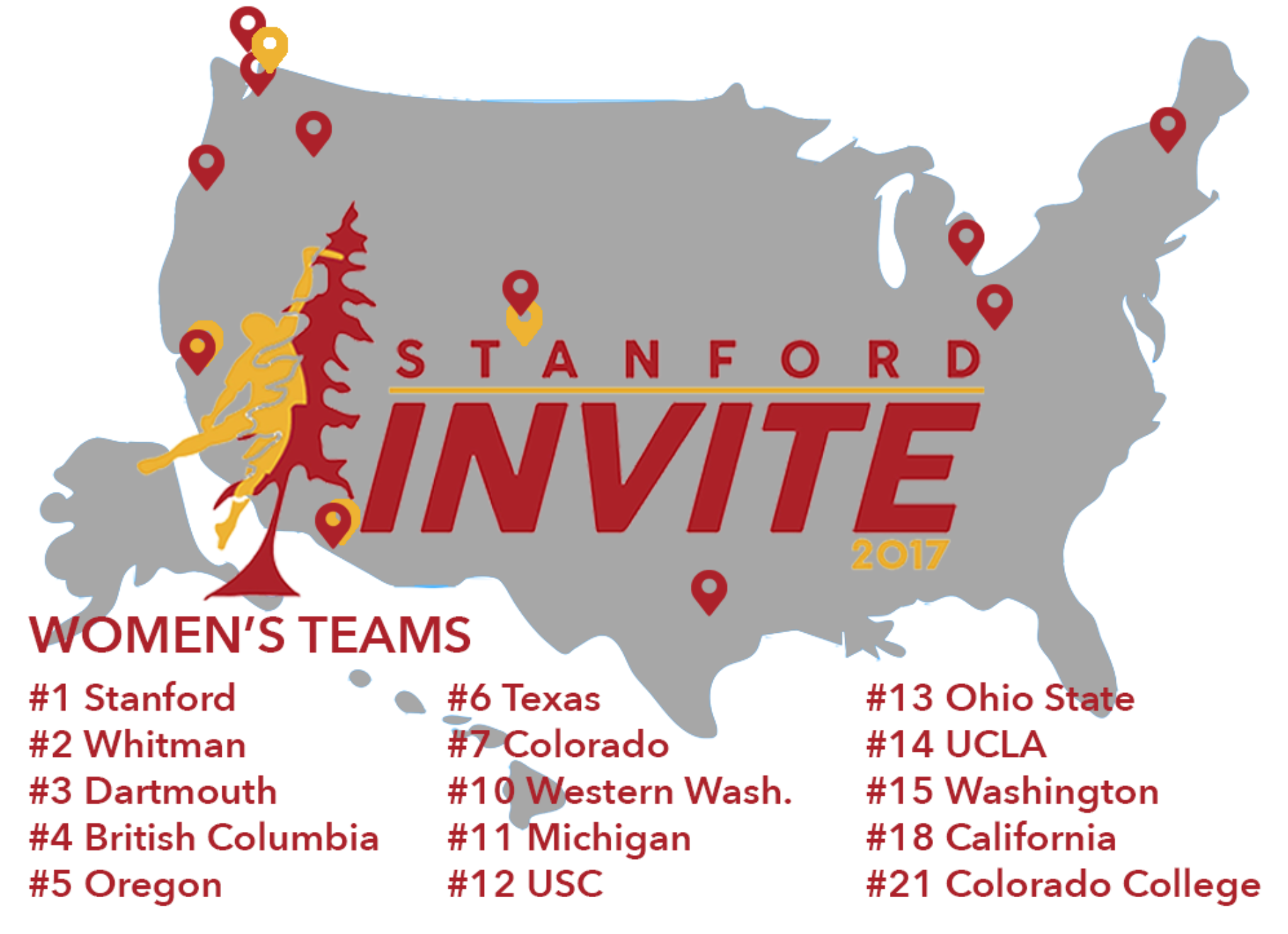 Stanford Invite 2017 Women's Team List