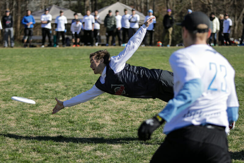 Brett Gramann of UMass lays out at QCTU 2017.