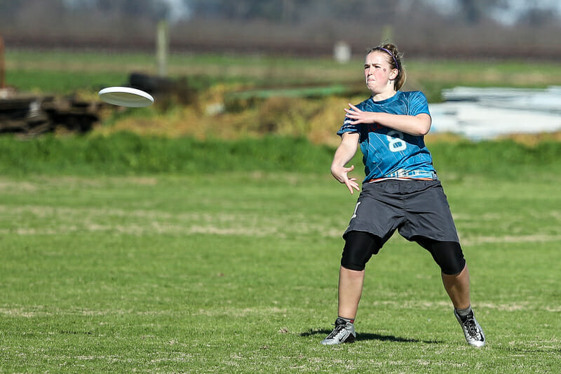 Puget Sound puts up a forehand shot at the Stanford Open 2017.