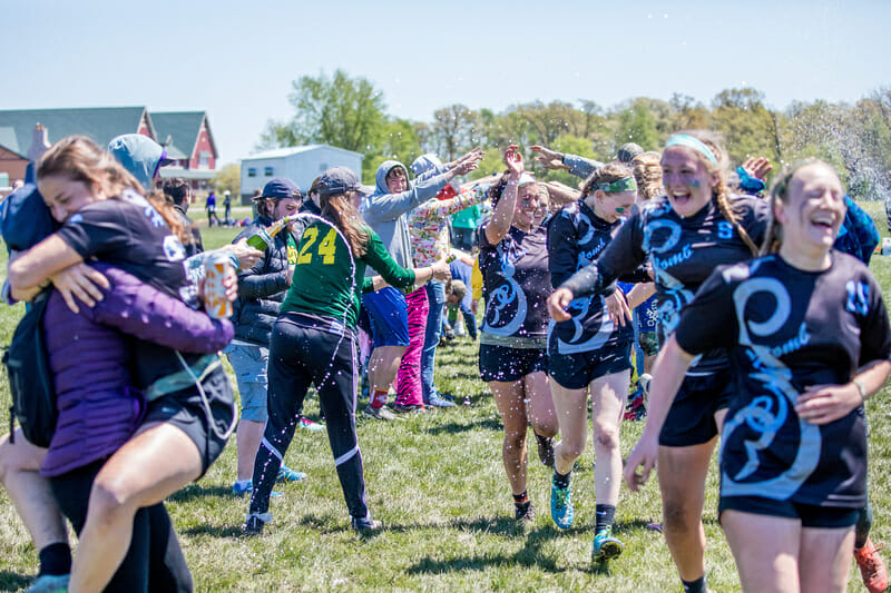 Notre Dame celebrates their second Great Lakes Regional Championship in three years.