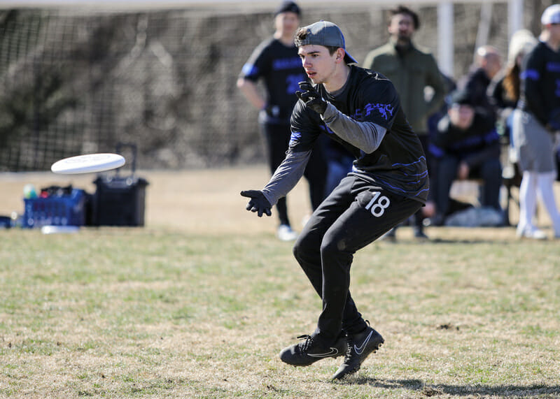 UNC-Asheville's Ethan Cole lines up a catch at the 2018 Queen City Tune Up.