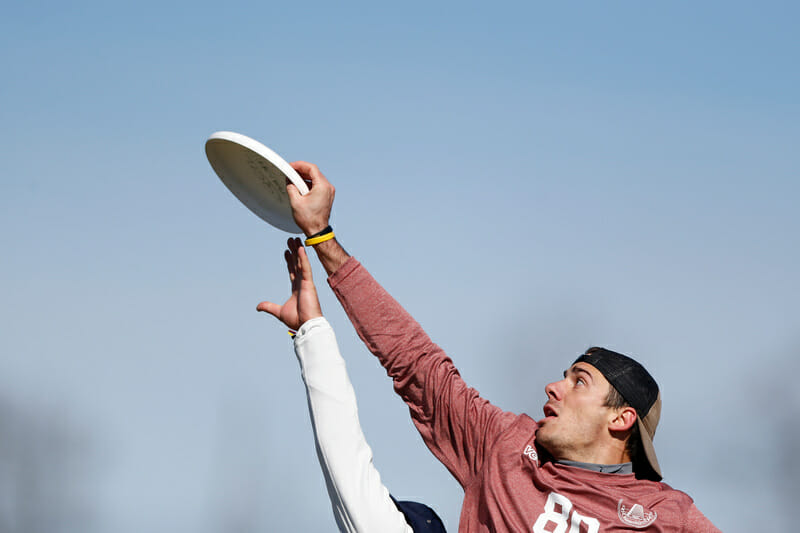 UMass's Chris Bartoli making a play in the air at QCTU 2018.