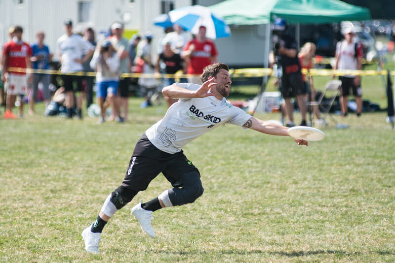 Bad Skid (GER) laying out at WUCC 2018.