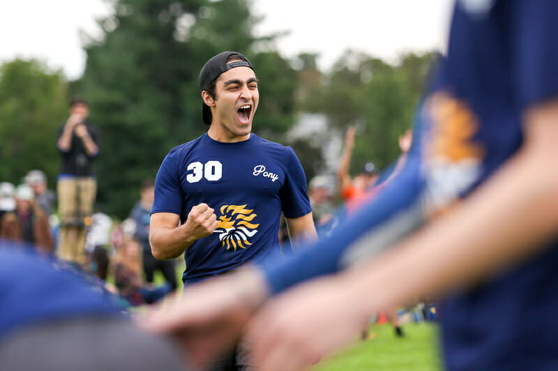 PoNY's Alex Ladomatos celebrates at 2018 Northeast Regionals.