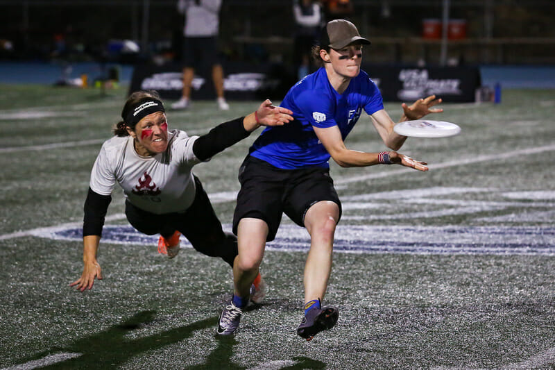 Fury's Sarah Griffith makes a catch in the semifinals at the 2018 Club National Championships.