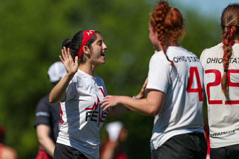 Ohio State celebrates at the 2018 D-I College Championships. 