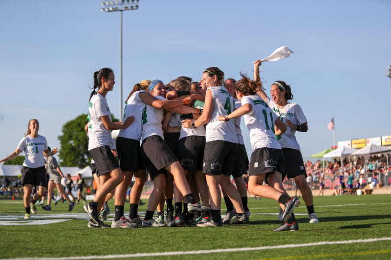 Dartmouth celebrates a second consecutive National Championship.