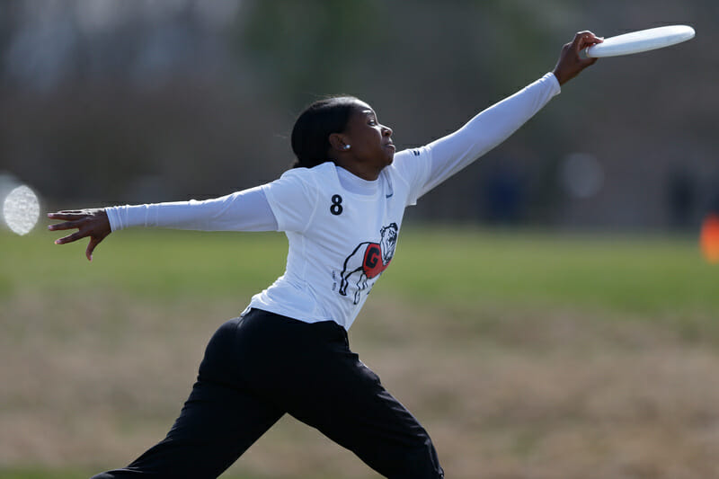 Georgia's Alex Fairly with a reaching grab at Queen City Tune Up 2019.