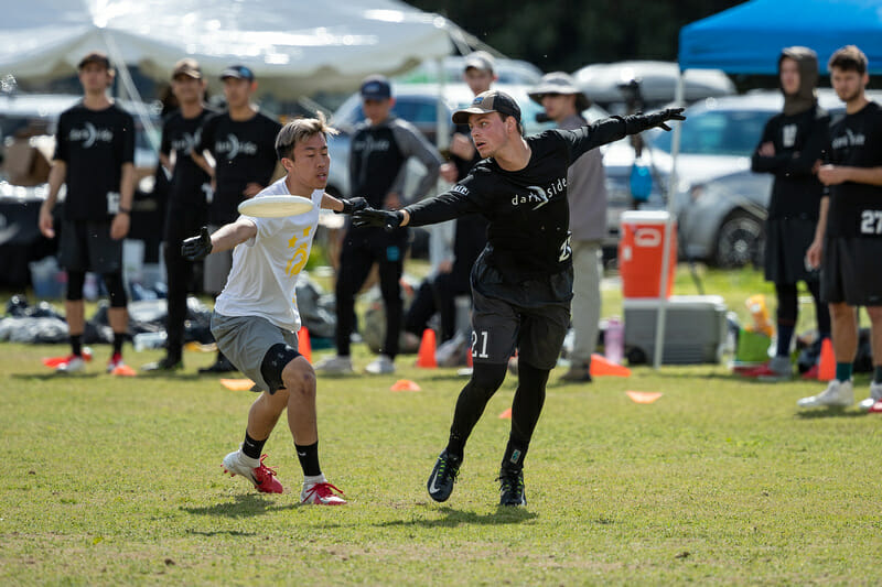 UNC's Matt Gouchoe-Hanas throws around his mark at Stanford Invite 2019.