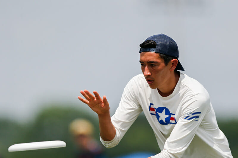 Air Force's Alan Villanueva at the 2019 D-III College Championships. Photo: Williams 'Brody' Brotman -- UltiPhotos.com