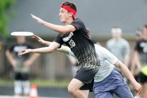 Bryant's Justin Kunkel at the 2019 D-III College Championships. Photo: William 'Brody' Brotman -- UltiPhotos.com