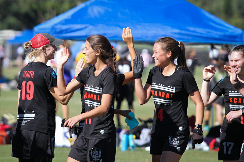 Scandal at the 2018 Club Championships. Photo: Kristina Geddert -- UltiPhotos.com