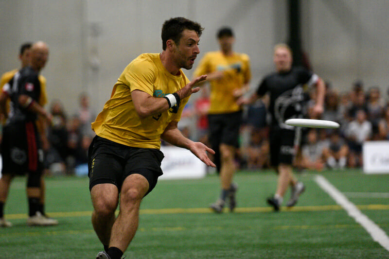 Revolver's Joel Schlachet has developed a reputation for attracted this disc, especially around the endzone. Photo: Jolie J Lang -- UltiPhotos.com