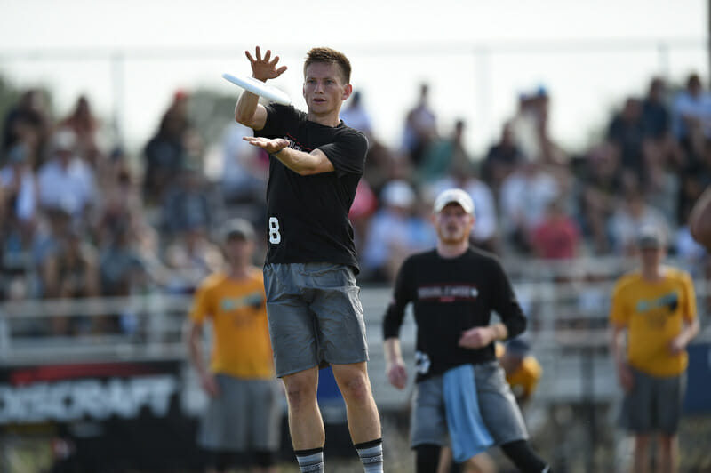 Doublewide's Abe Coffin was perhaps the best player at the 2019 Pro Elite Challenge. Photo: Billy Dzwonkowski -- UltiPhotos.com