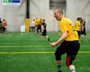 Lucas Dallmann competing with San Francisco Revolver at WUCC 2018. Photo: Kevin Leclaire -- UltiPhotos.com