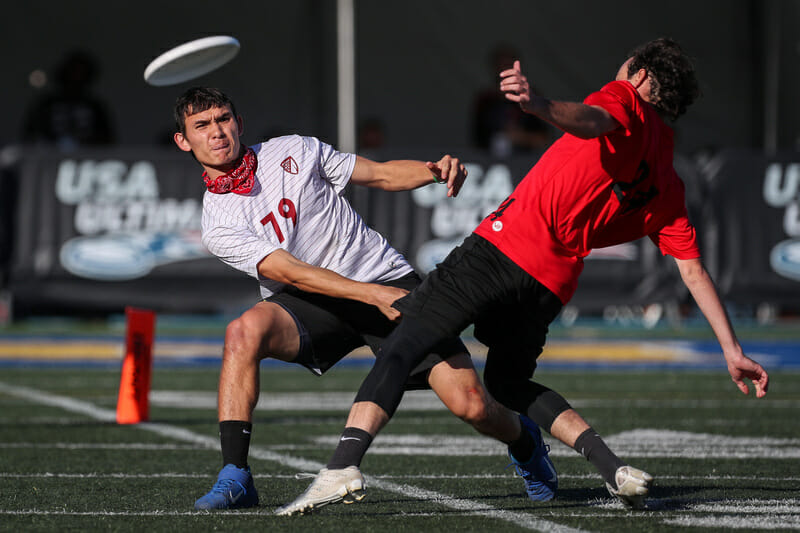 Michael Ing was one of several Philadelphia AMP players shooting deep throughout their semifinal matchup with Fort Collins shame. at the 2019 CLub Championships. Photo: Paul Rutherford -- UltiPhotos.com