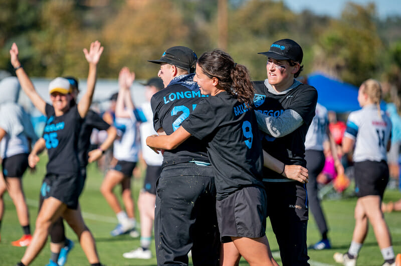 Portland Schwa were one of a couple teams to disrupt the traditional Big Four narrative in the women's division at 2019 Club Championships. Photo: Sam Hotaling -- UltiPhotos.com