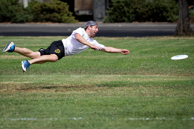 Sometimes a layout photo is all about the facial expression, like this one from NorCal Mixed Sectionals. Photo: Kristina Geddert -- UltiPhotos.com