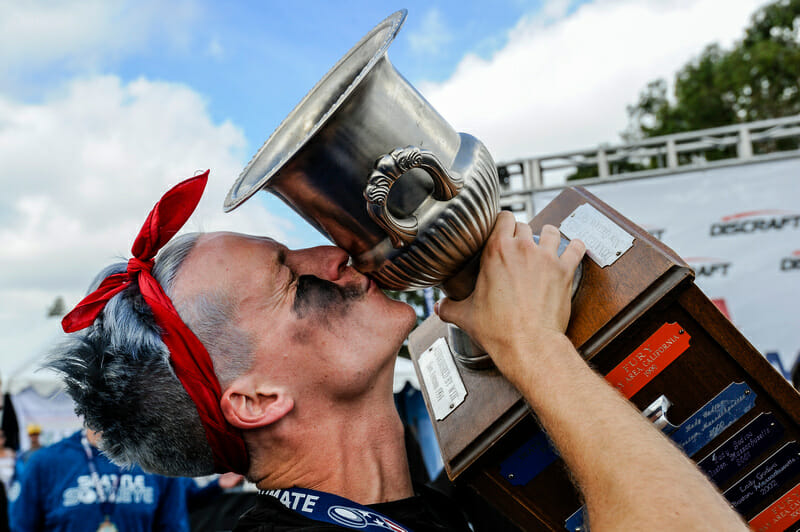 Seattle Sockeye's Dylan Freechild celebrates his first national championship. Photo: Jeff Bell -- UltiPhotos.com